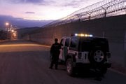 Early evening border patrol between the old and new fences at San Ysidro