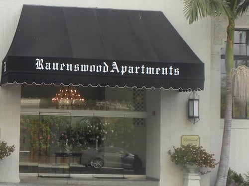 The entrance to The Ravenswood Apartments where Mae West lived when she died at 91 in 1980.