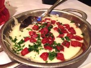 Fonduta — melted cheese with chorizo